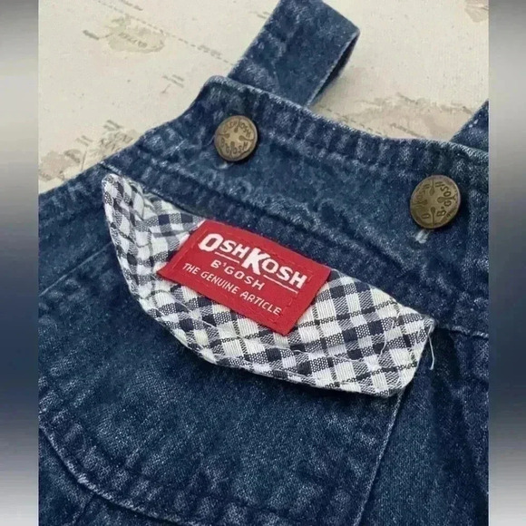 Vintage Oshkosh Overalls Footed Jean Denim Baby Size 3-6 Months USA Made - Picture 3 of 6